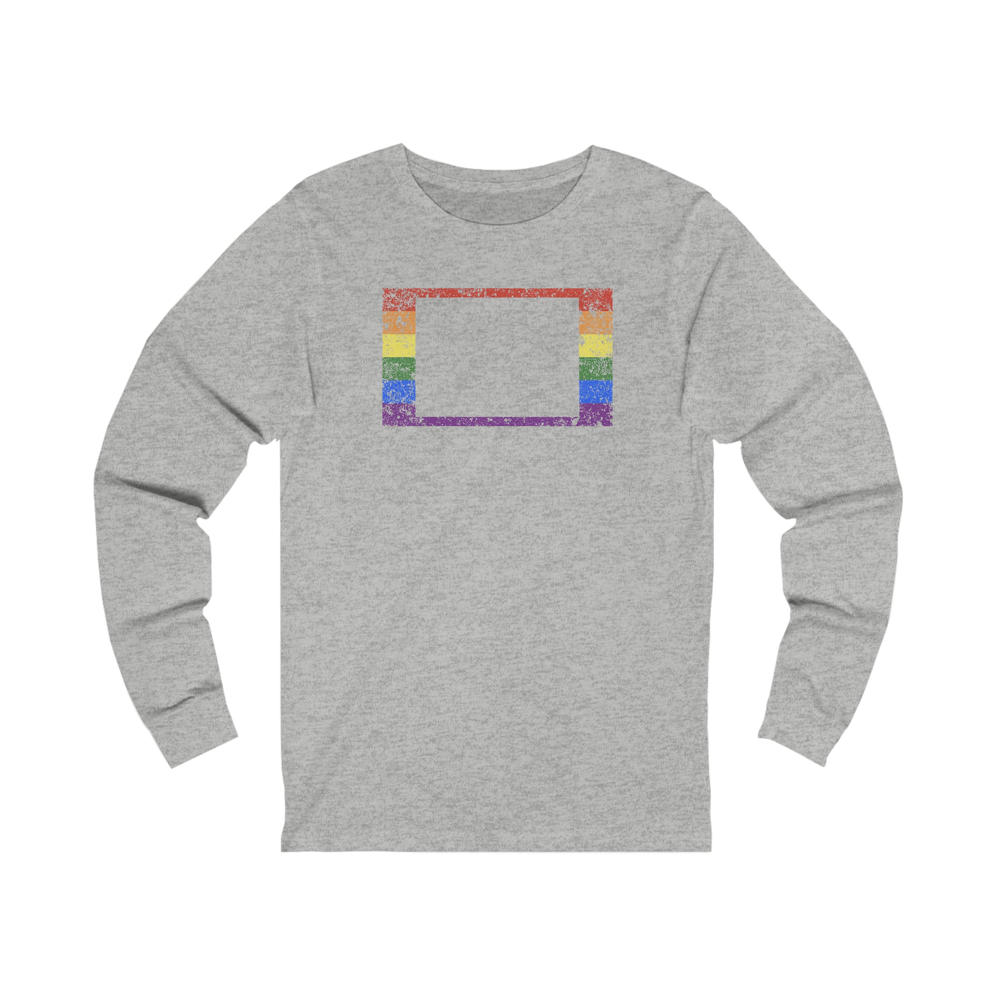 Colorado Pride Flag Long Sleeve Tee: Rainbow LGBTQ+ State Silhouette Distressed Long Sleeve T-Shirt