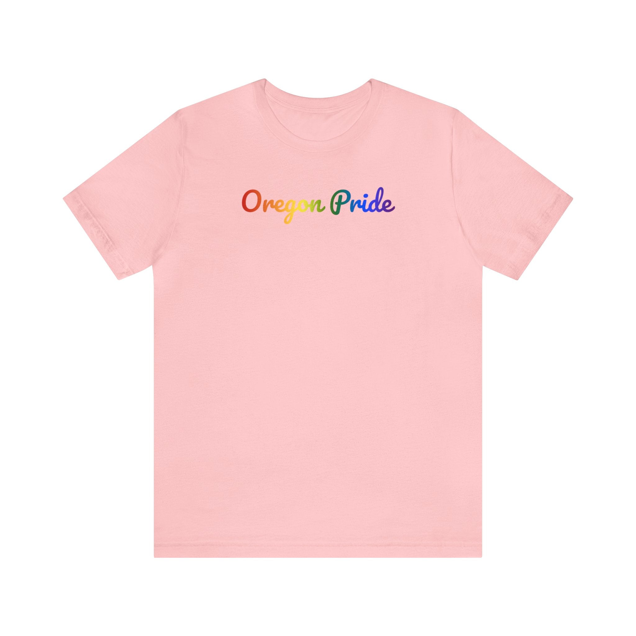 Oregon Pride T-Shirt: Flowing Cursive Design with LGBTQ+ Gradient