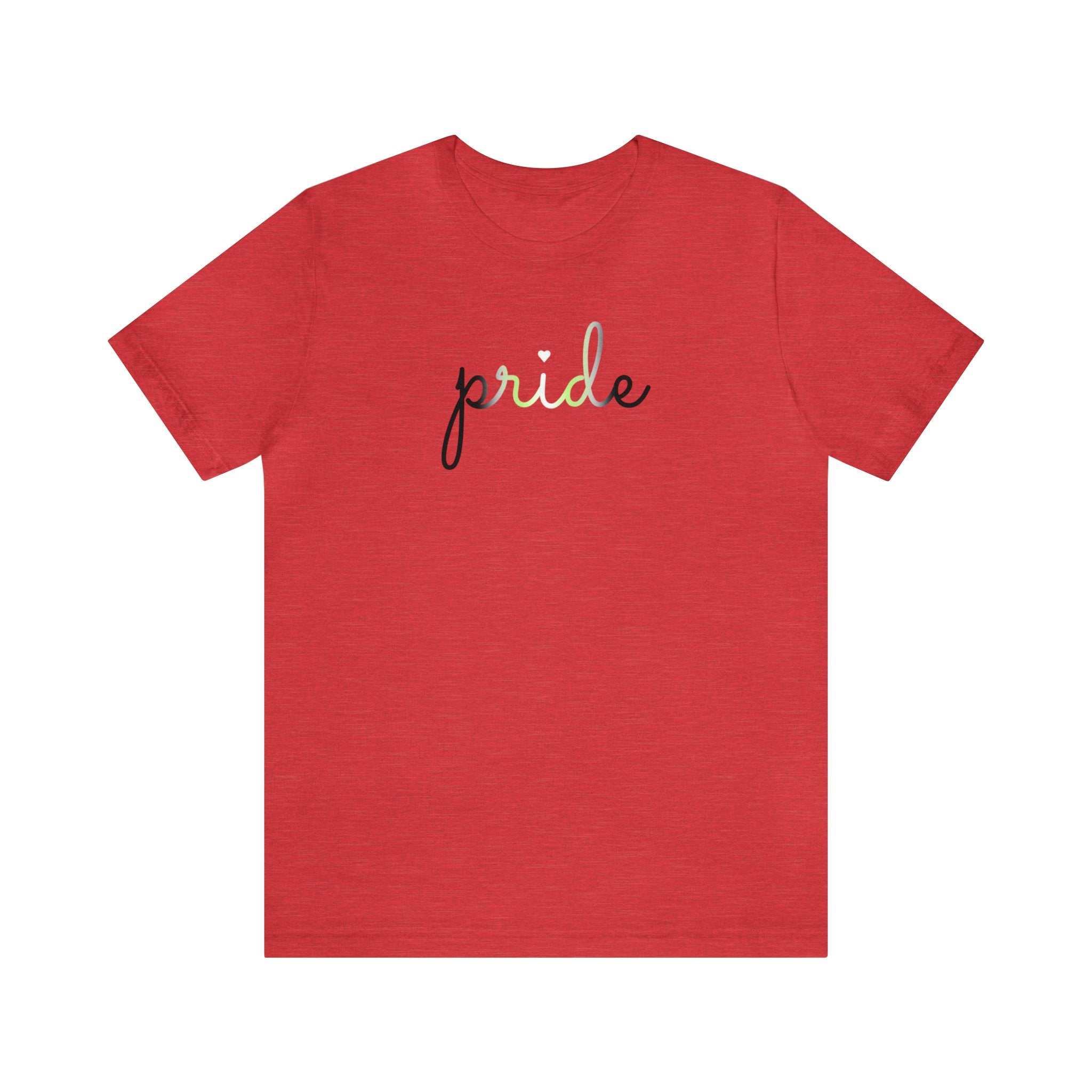 Agender Pride T-Shirt: Flowing Cursive 'Pride' in Gradient Hues