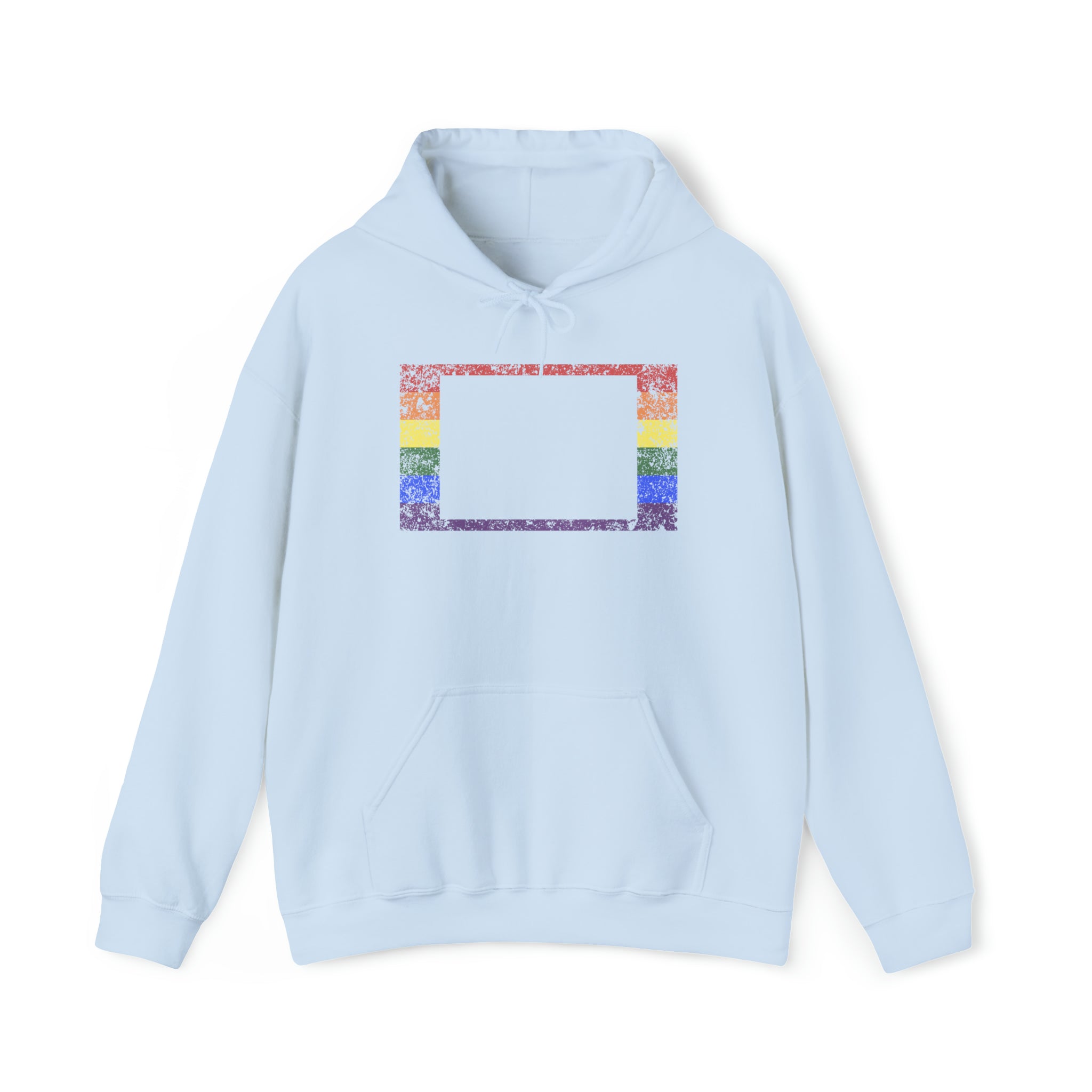 Colorado Pride Flag Hoodie: Rainbow LGBTQ+ State Silhouette Distressed Hooded Sweatshirt