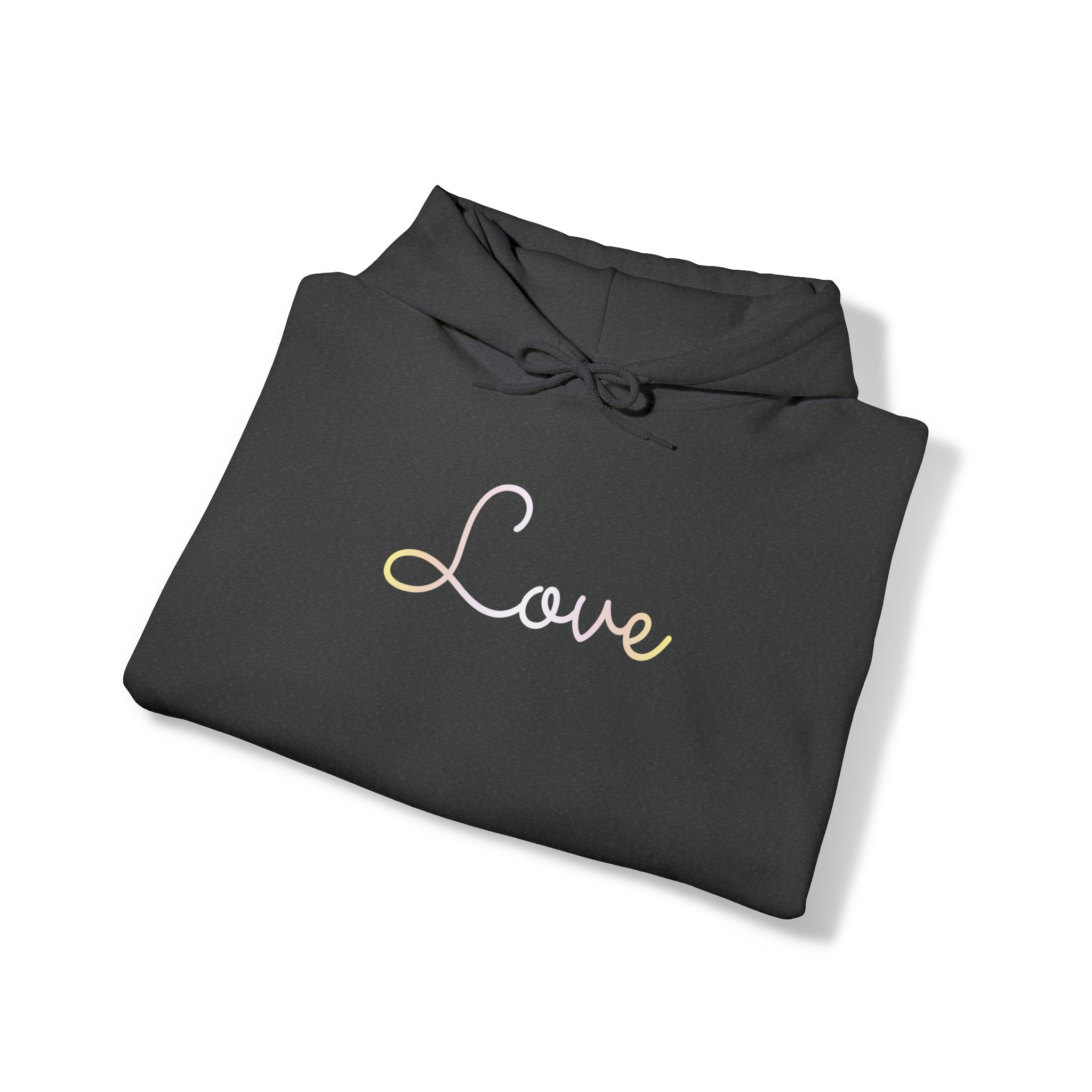 Pangender Love Script Hoodie: Subtly Elegant Pride Sweatshirt