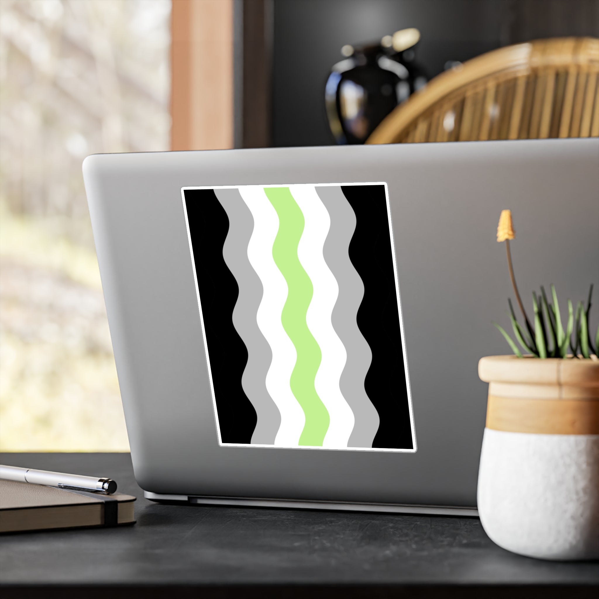 Agender Flag Ripple Decal: Wavey Pride Sticker