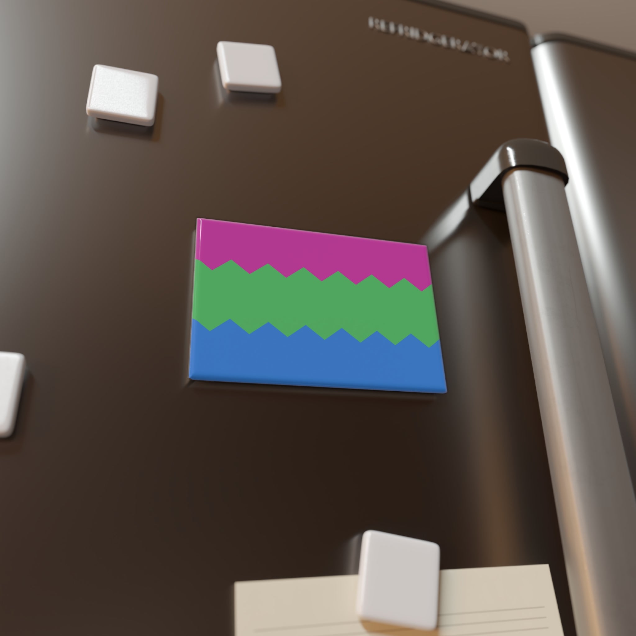 Polysexual Pride Flag Magnet: Wavey Rectangle Button for Fridge