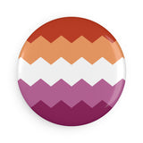 Lesbian Pride Flag Magnet: Wavey Round Button for Fridge