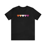 Lesbian Flag Hearts T-Shirt: Pride LGBTQ+ Gradient Design