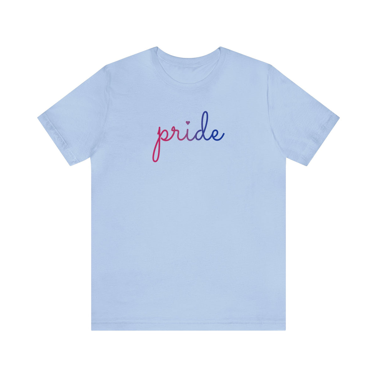 Bisexual Pride T-Shirt: Flowing Cursive 'Pride' in Gradient Hues