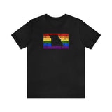 Missouri Pride Flag Tee: Rainbow LGBTQ+ State Silhouette Distressed Shirt