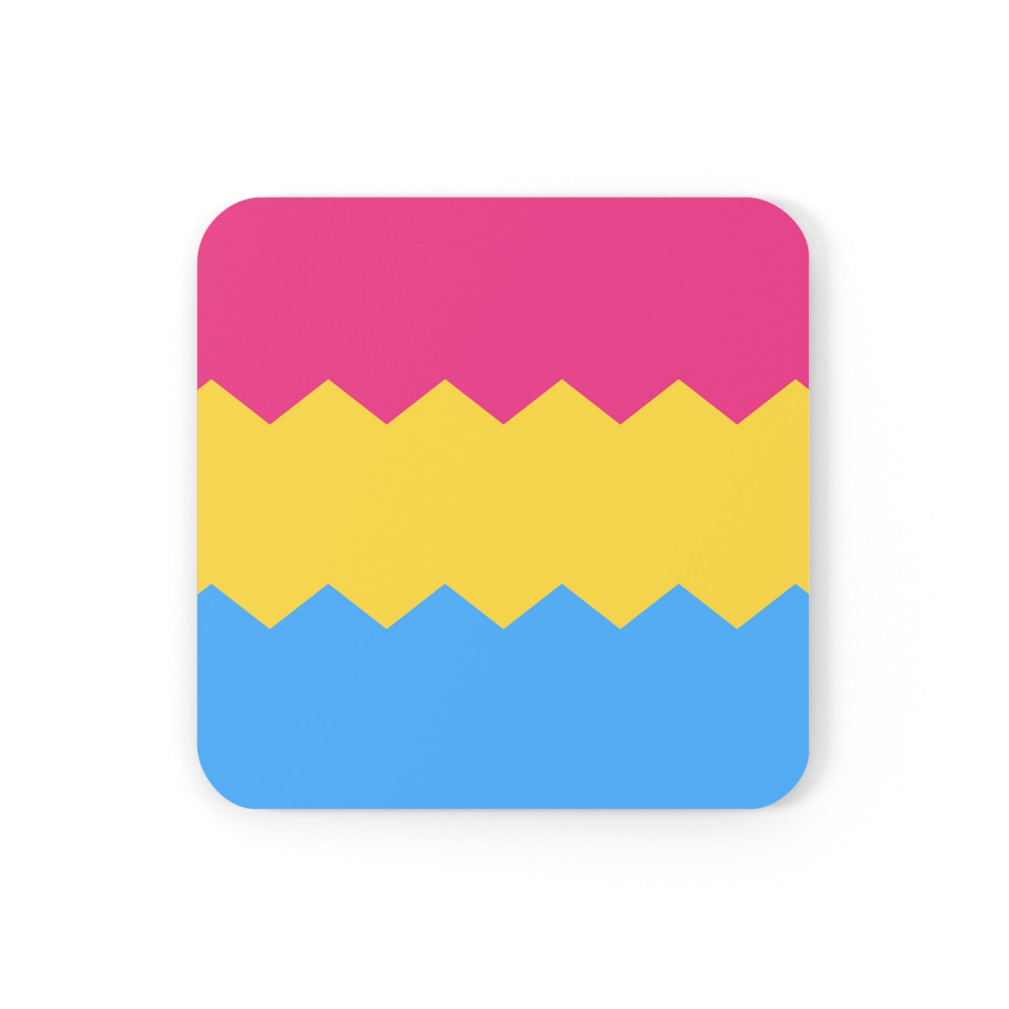 Pansexual Flag Coaster Set: 4 Corkwood Wavey Drink Coasters