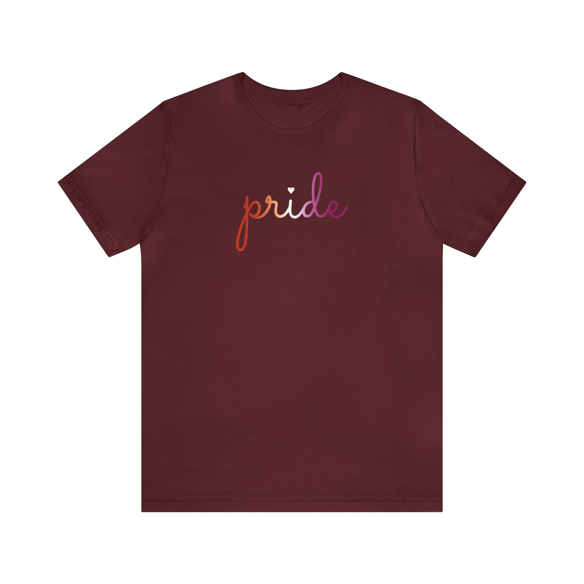 Lesbian Pride T-Shirt: Flowing Cursive 'Pride' in Gradient Hues