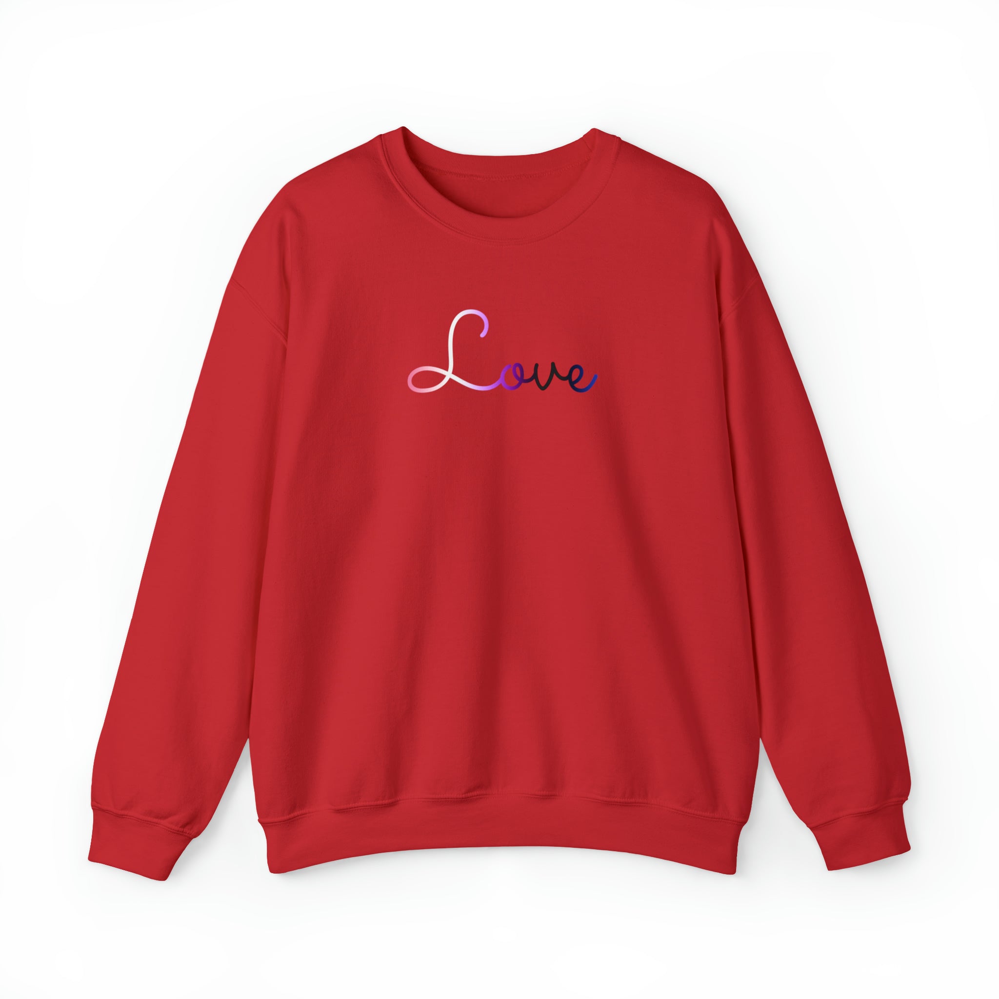 Genderfluid Love Script Sweatshirt: Subtly Elegant Pride Sweater