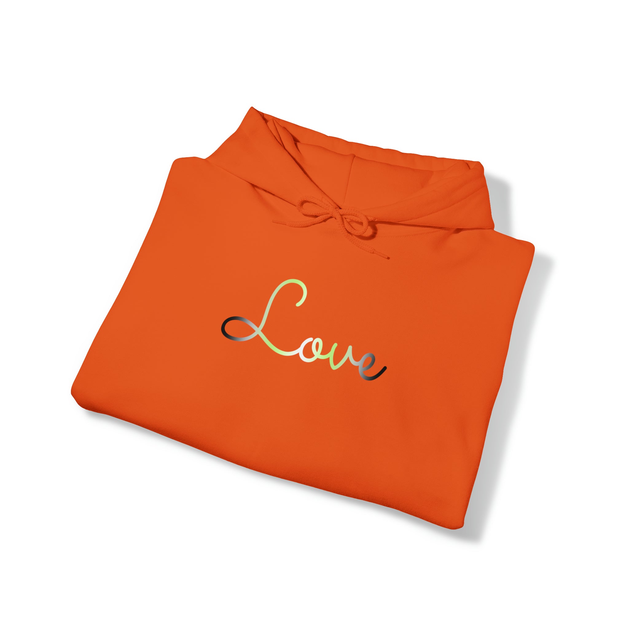 Agender Love Script Hoodie: Subtly Elegant Pride Sweatshirt