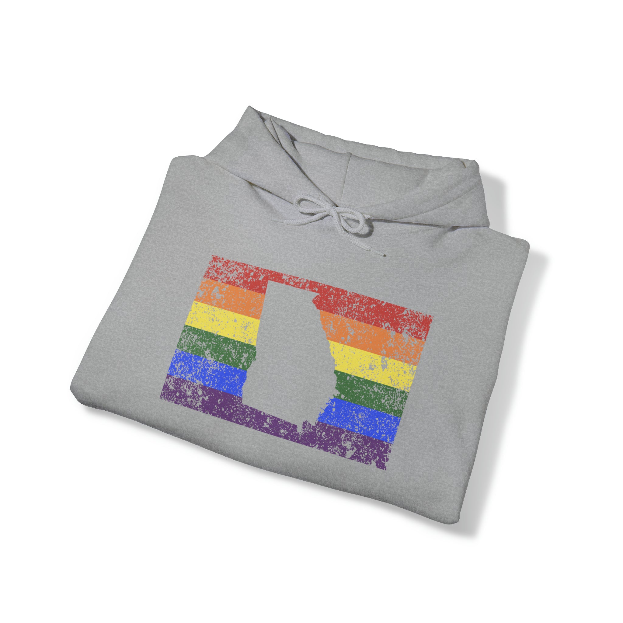 Georgia Pride Flag Hoodie: Rainbow LGBTQ+ State Silhouette Distressed Hooded Sweatshirt
