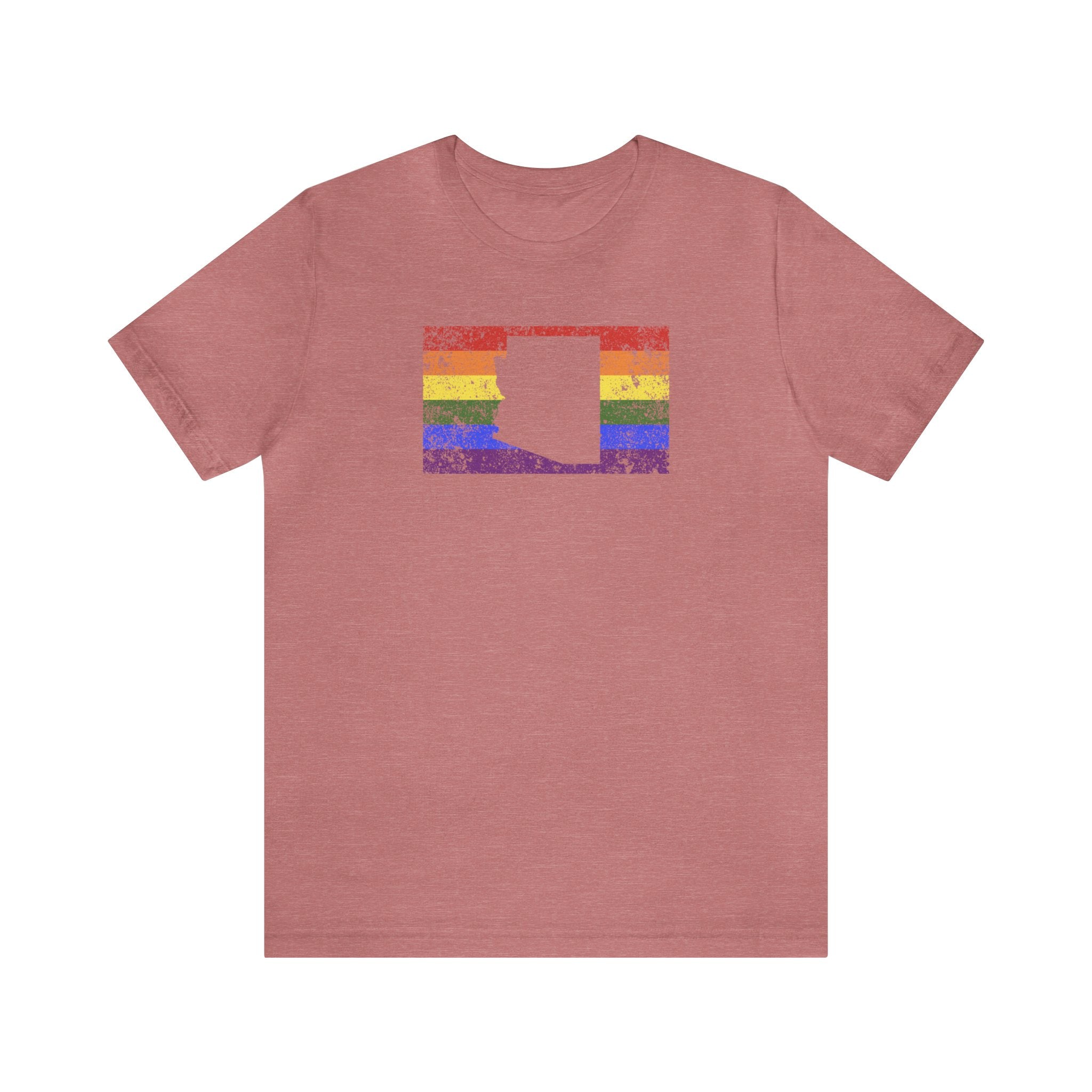 Arizona Pride Flag Tee: Rainbow LGBTQ+ State Silhouette Distressed Shirt