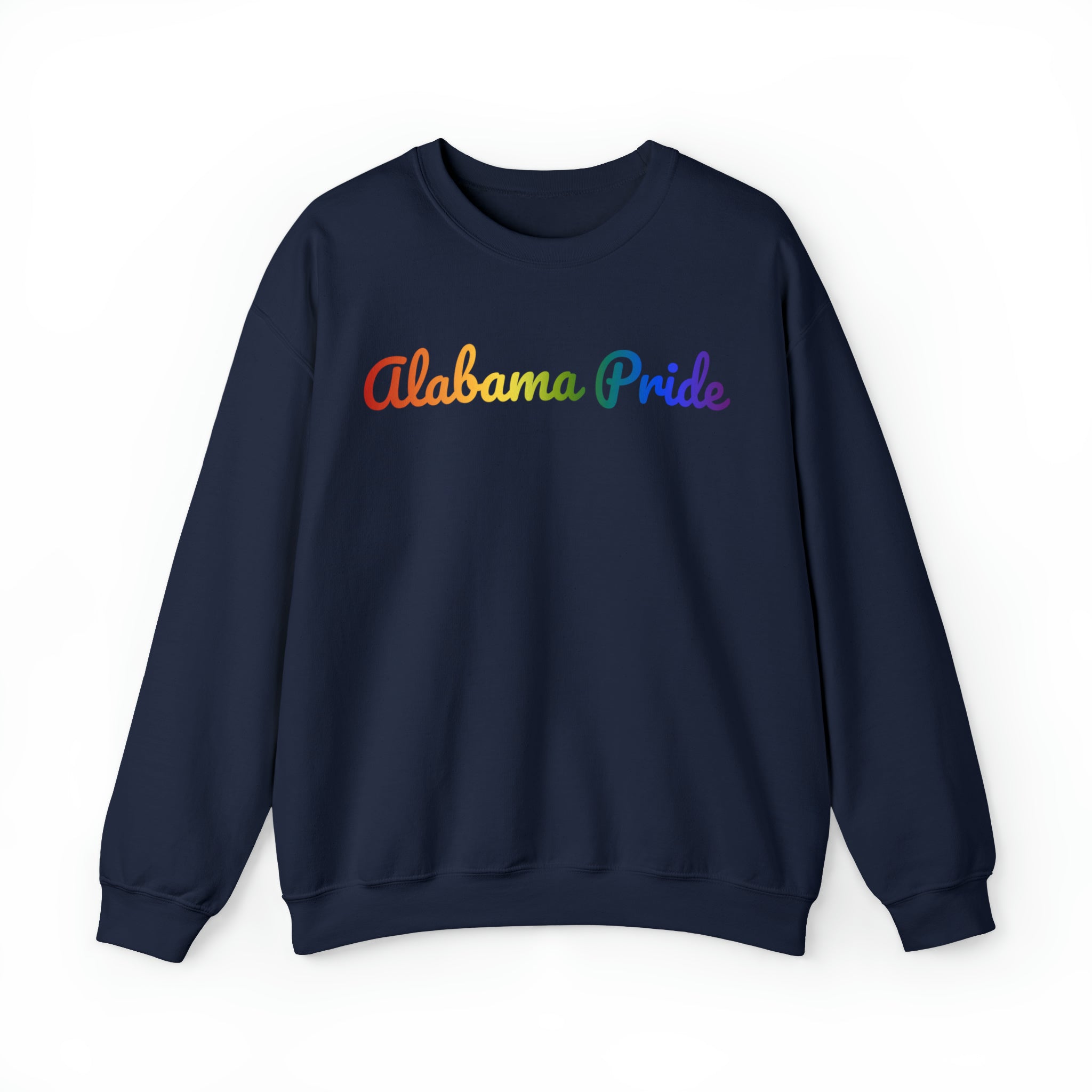 Alabama Pride Sweatshirt: Flowing Cursive Design with LGBTQ+ Gradient