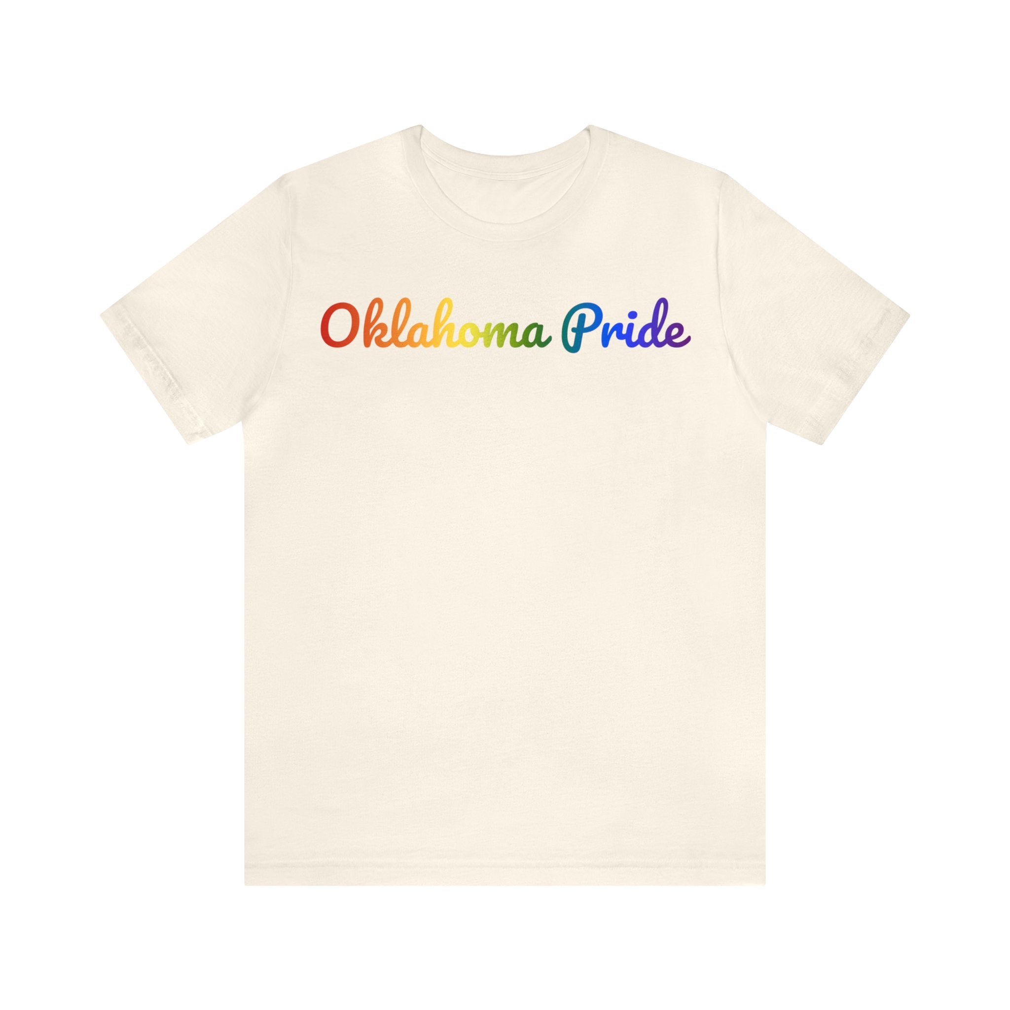 Oklahoma Pride T-Shirt: Flowing Cursive Design with LGBTQ+ Gradient