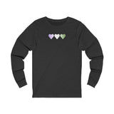 Genderqueer Flag Hearts Long Sleeve Tee: Pride LGBTQ+ Gradient Design