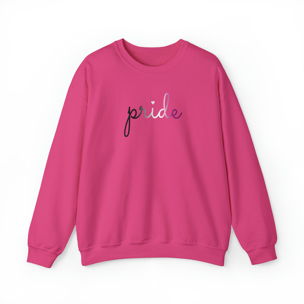 Asexual Pride Sweater: Flowing Cursive 'Pride' in Gradient Hues