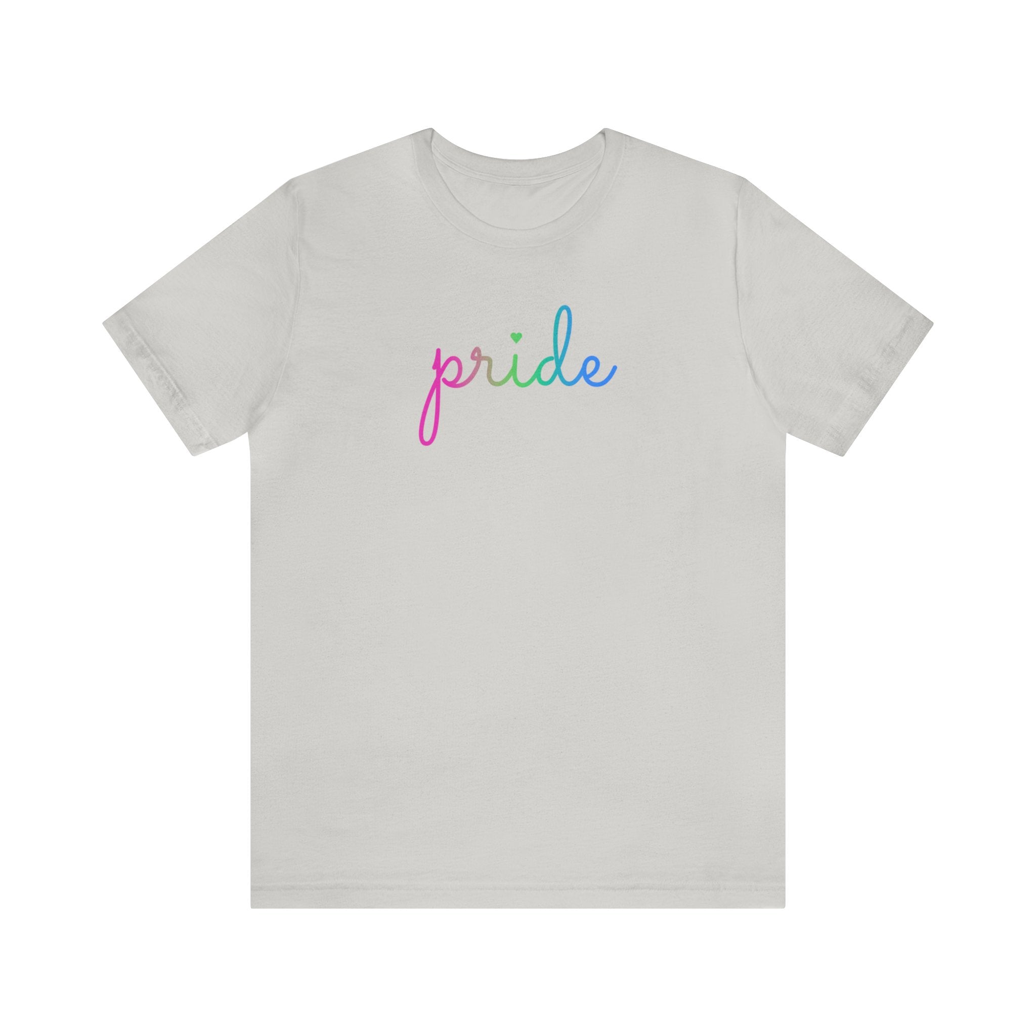 Polysexual Pride T-Shirt: Flowing Cursive 'Pride' in Gradient Hues