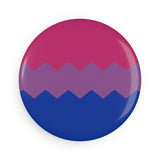 Bisexual Pride Flag Magnet: Wavey Round Button for Fridge