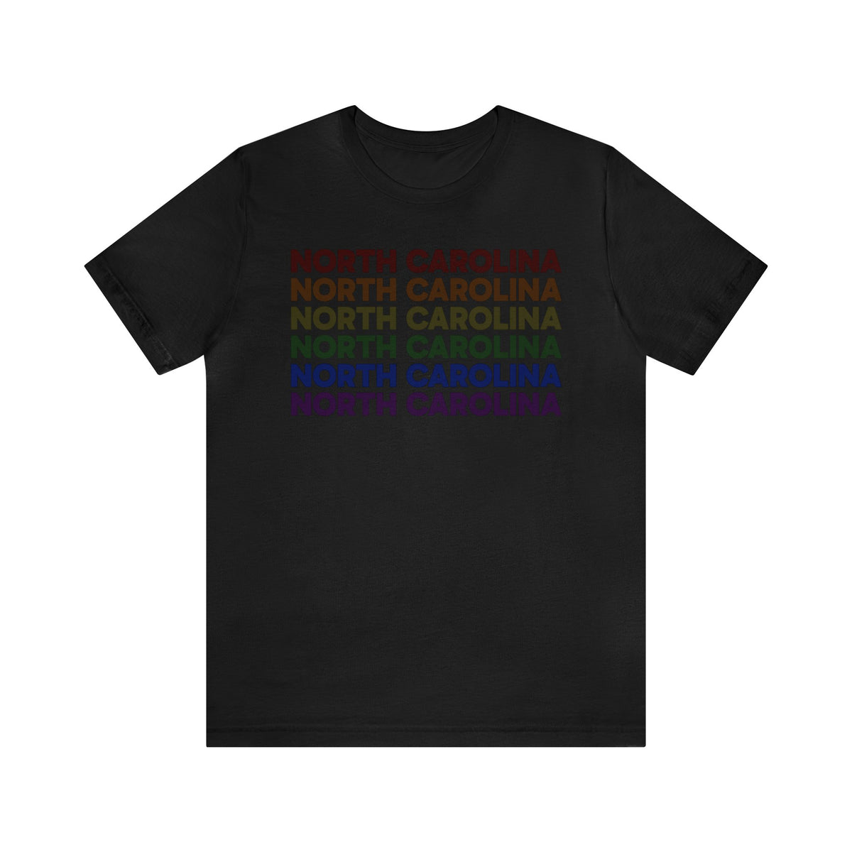 North Carolina LGBTQ+ Pride Flag, Faded Black T-Shirt