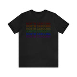 North Carolina LGBTQ+ Pride Flag, Faded Black T-Shirt