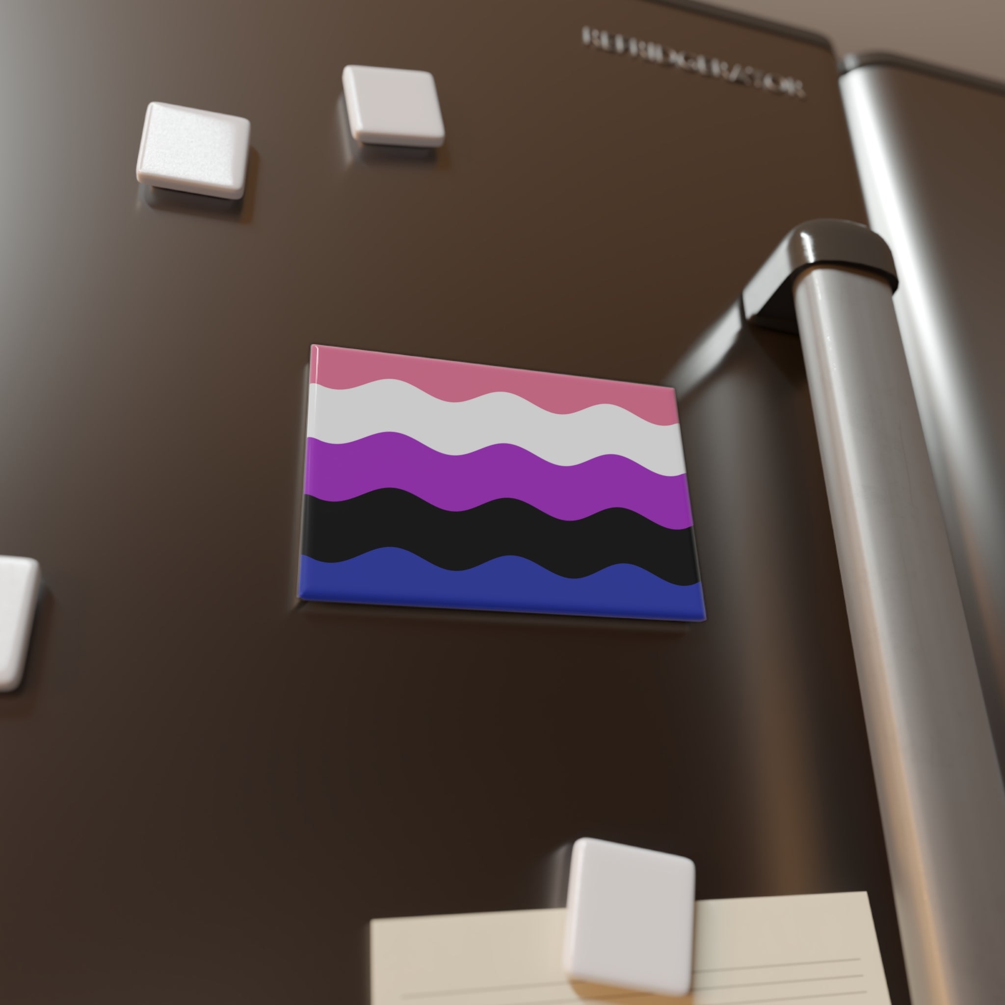 Genderfluid Pride Flag Magnet: Ripple Rectangle Button for Fridge