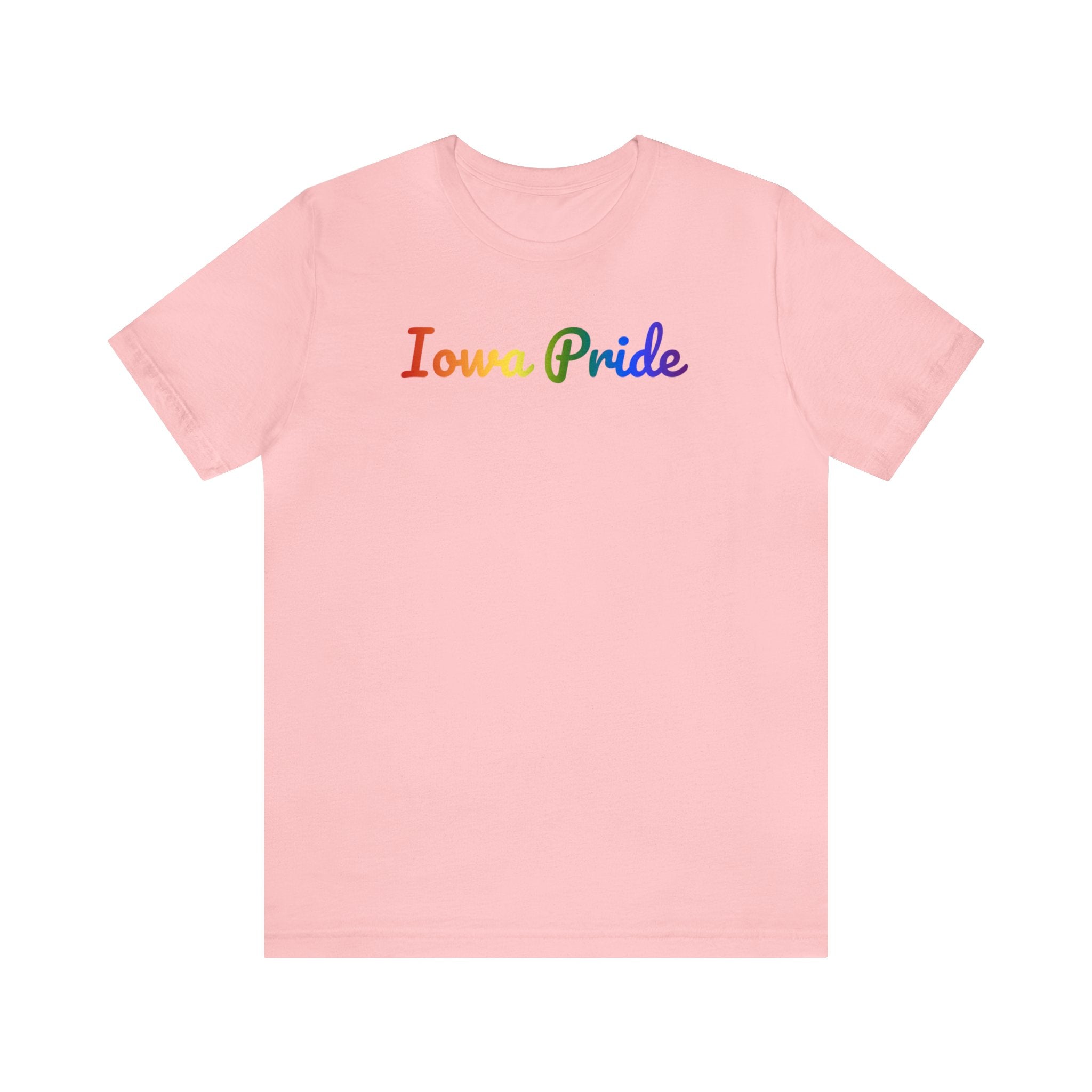 Iowa Pride T-Shirt: Flowing Cursive Design with LGBTQ+ Gradient