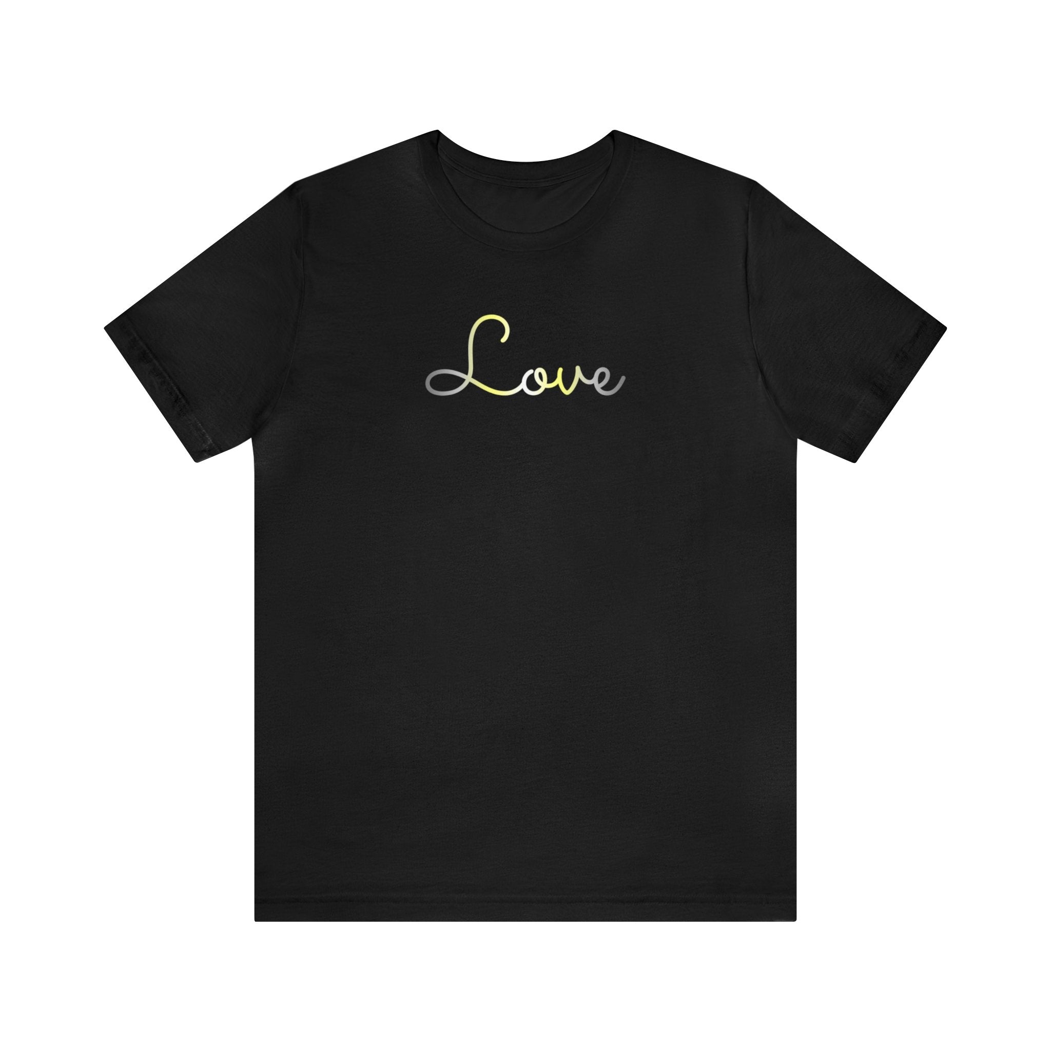 Demigender Love Script Tee: Subtly Elegant Pride T-Shirt
