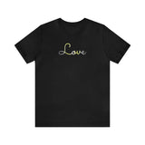 Demigender Love Script Tee: Subtly Elegant Pride T-Shirt