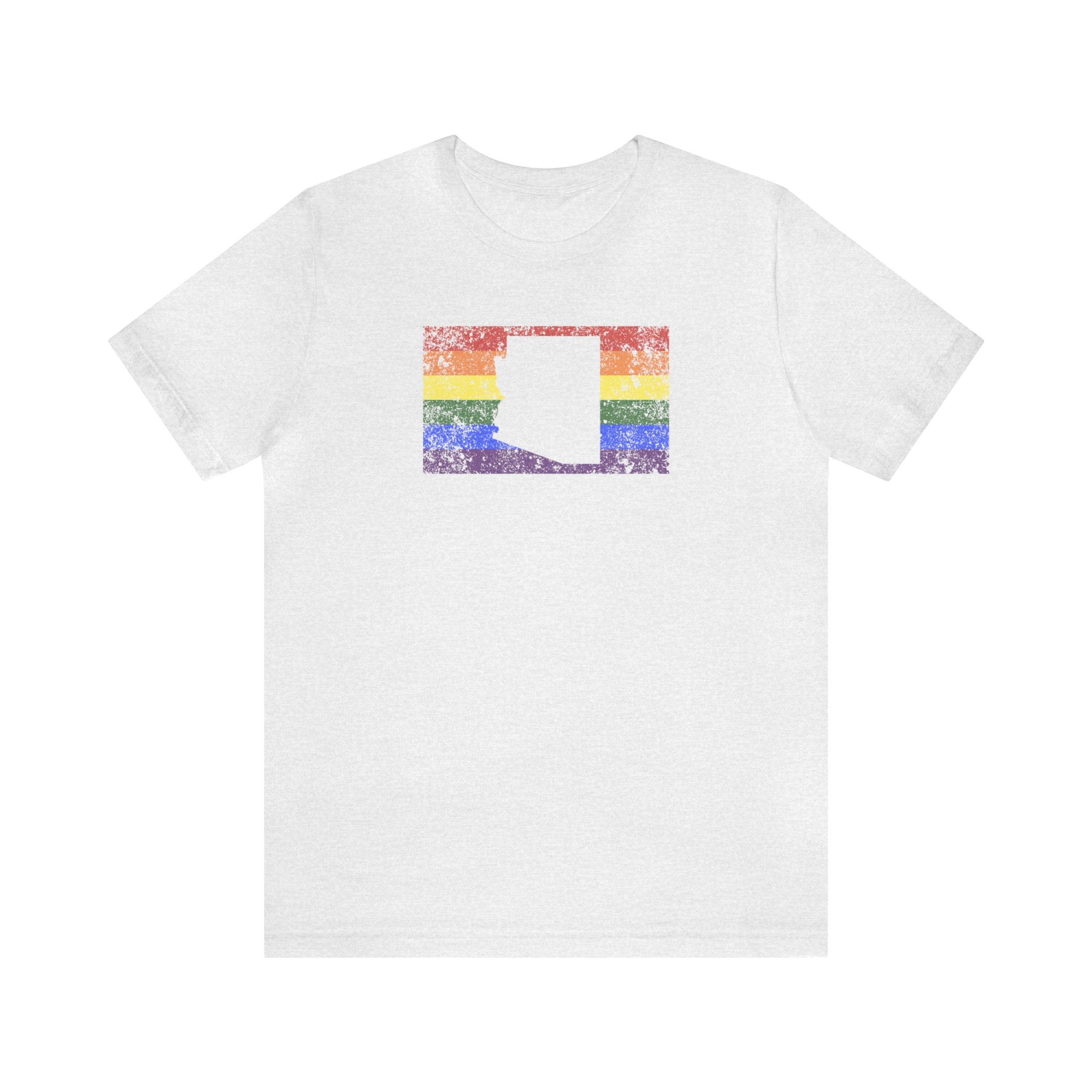 Arizona Pride Flag Tee: Rainbow LGBTQ+ State Silhouette Distressed Shirt