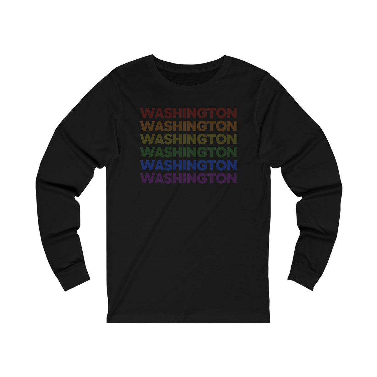 Washington LGBTQ+ Pride Flag, Faded Black Long Sleeve Tee