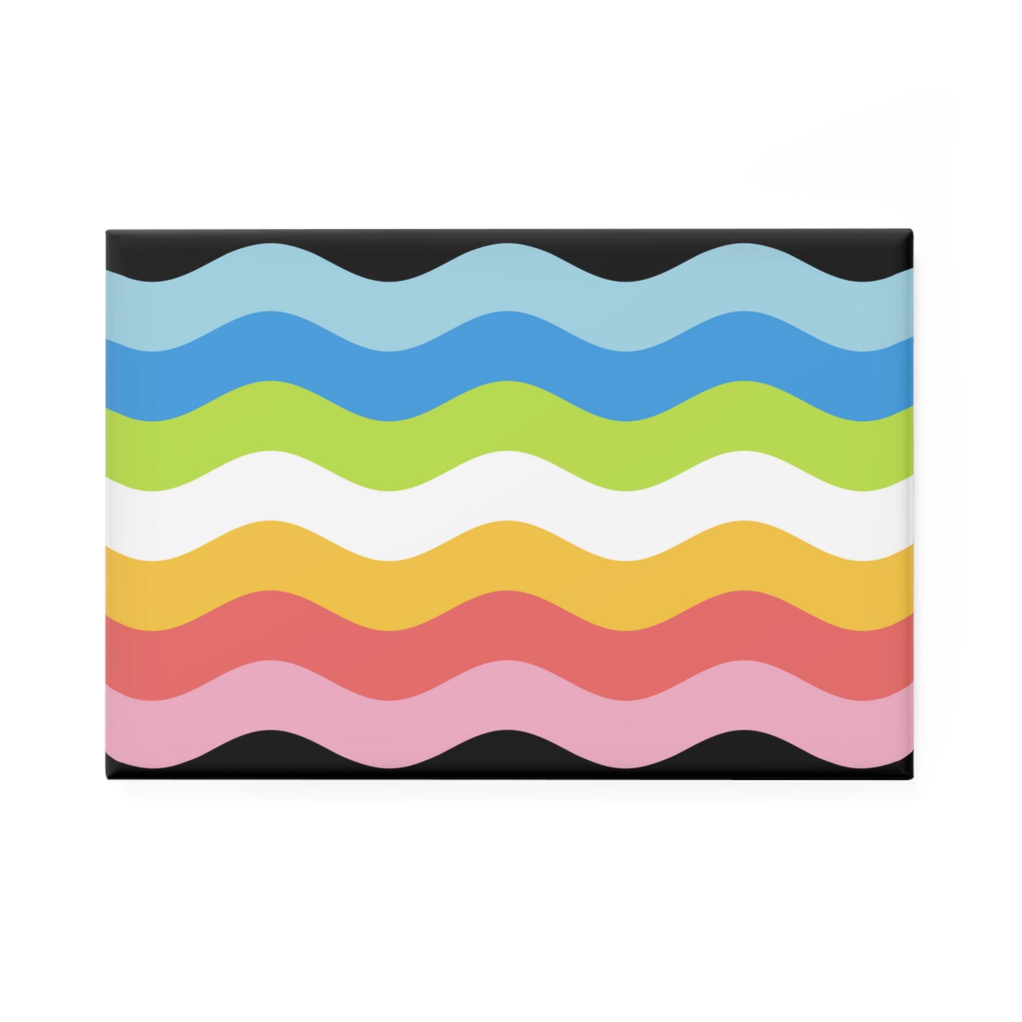Queer Pride Flag Magnet: Ripple Rectangle Button for Fridge