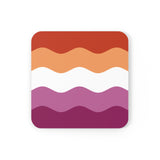 Lesbian Pride Flag Coaster Set: 4 Corkwood Ripple Drink Coasters
