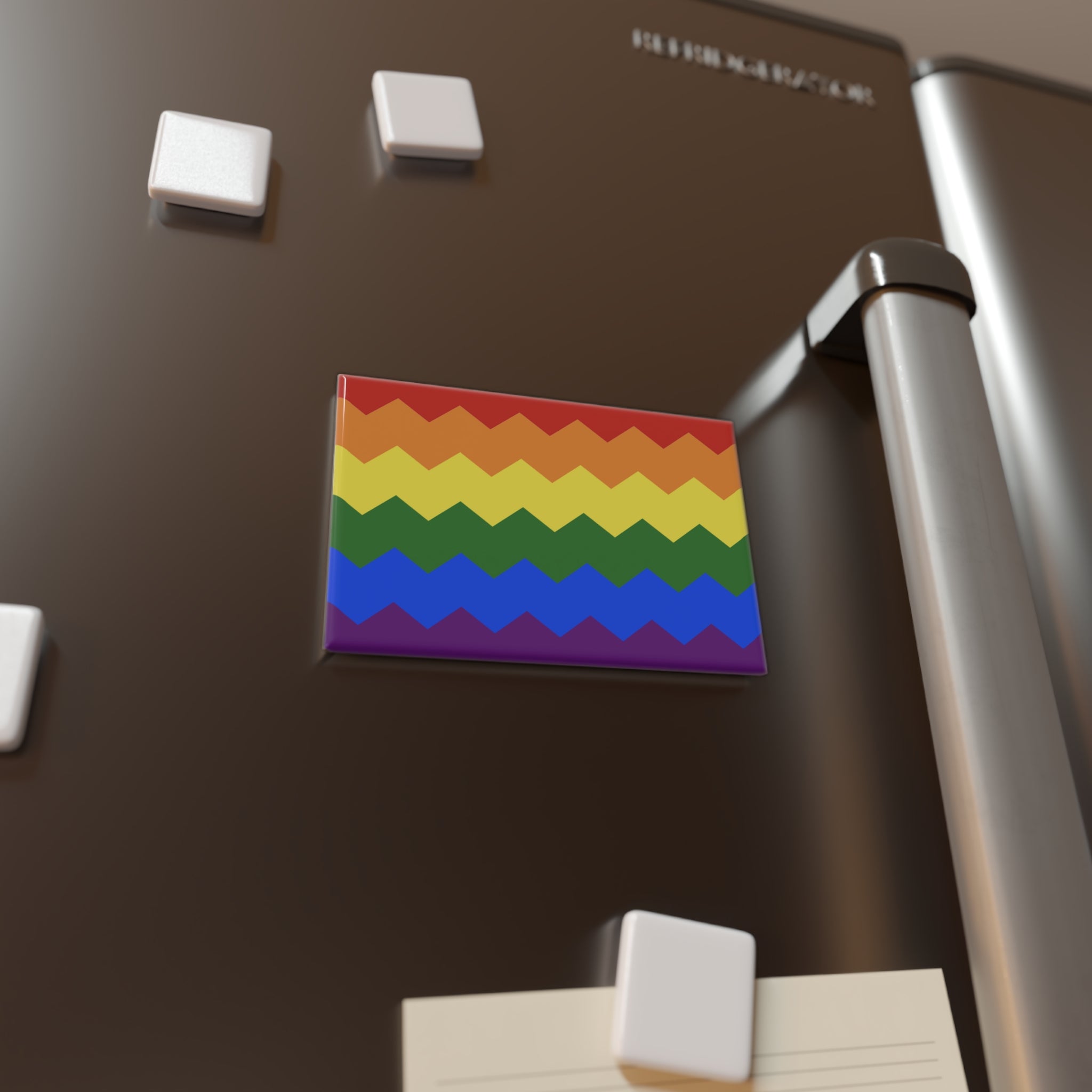 Pride Flag Magnet: Wavey Rectangle Button for Fridge