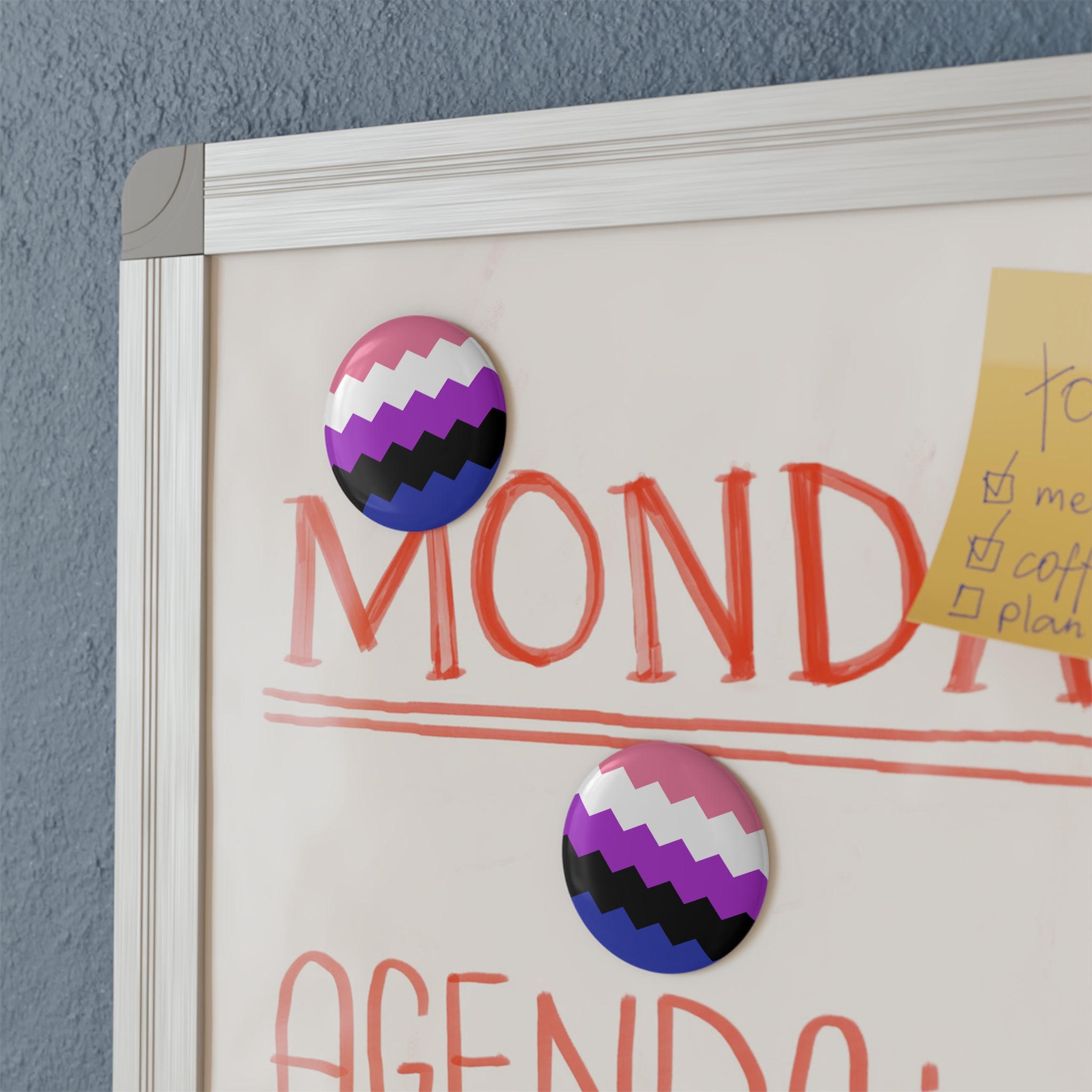 Genderfluid Pride Flag Magnet: Wavey Round Button for Fridge