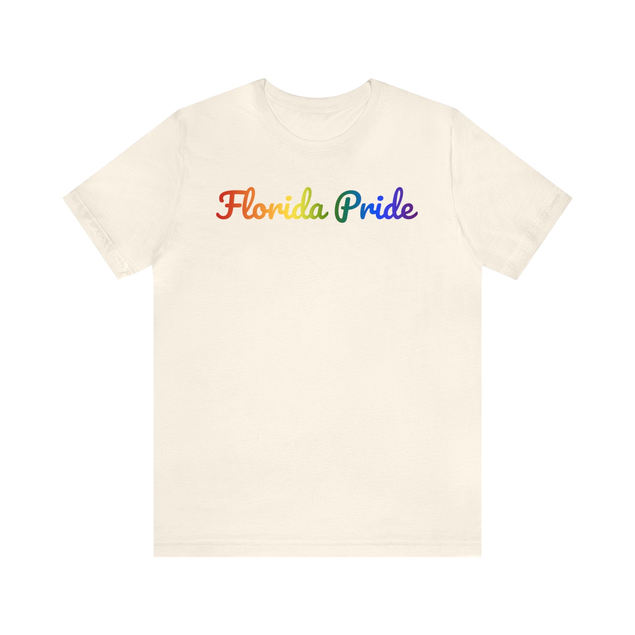 Florida Pride T-Shirt: Flowing Cursive Design with LGBTQ+ Gradient