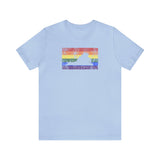 Virginia Pride Flag Tee: Rainbow LGBTQ+ State Silhouette Distressed Shirt