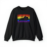 Kentucky Pride Flag Sweater: Rainbow LGBTQ+ State Silhouette Distressed Sweatshirt