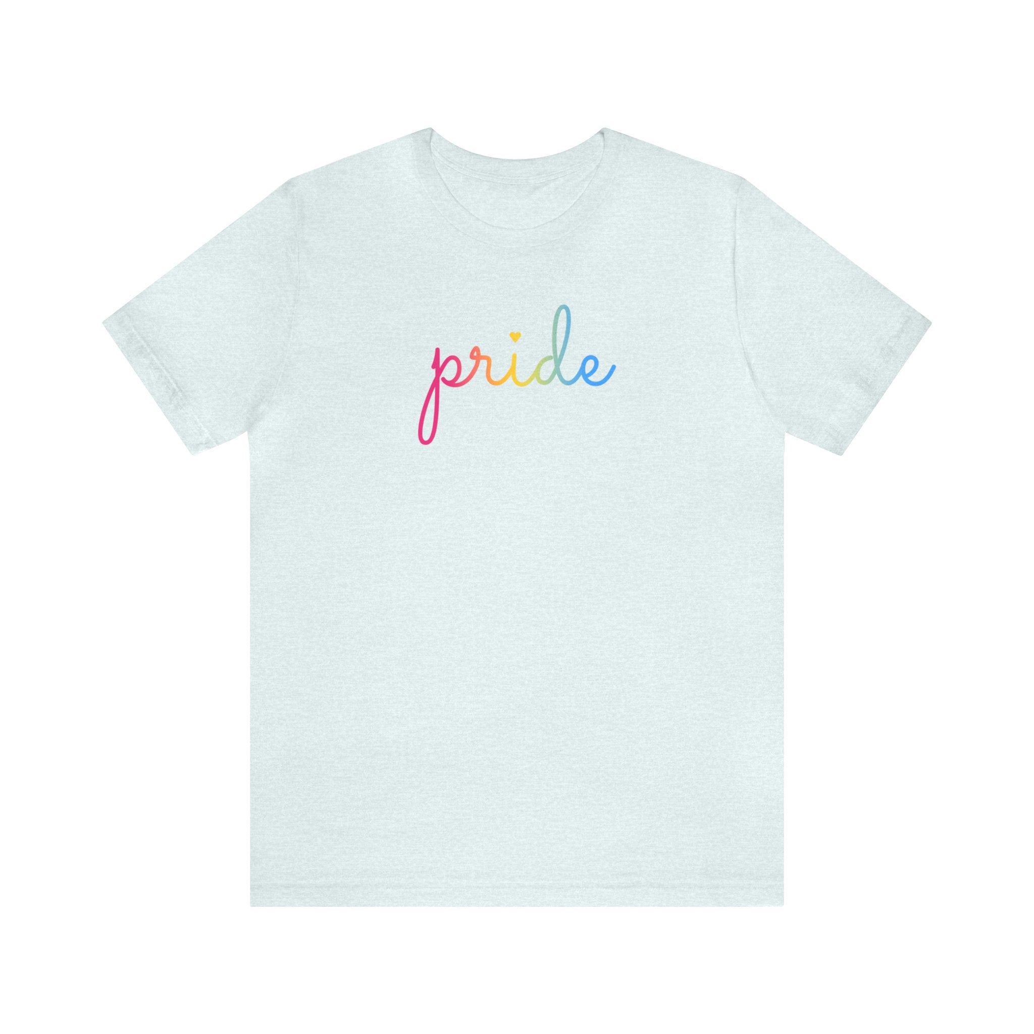 Pansexual Pride T-Shirt: Flowing Cursive 'Pride' in Gradient Hues