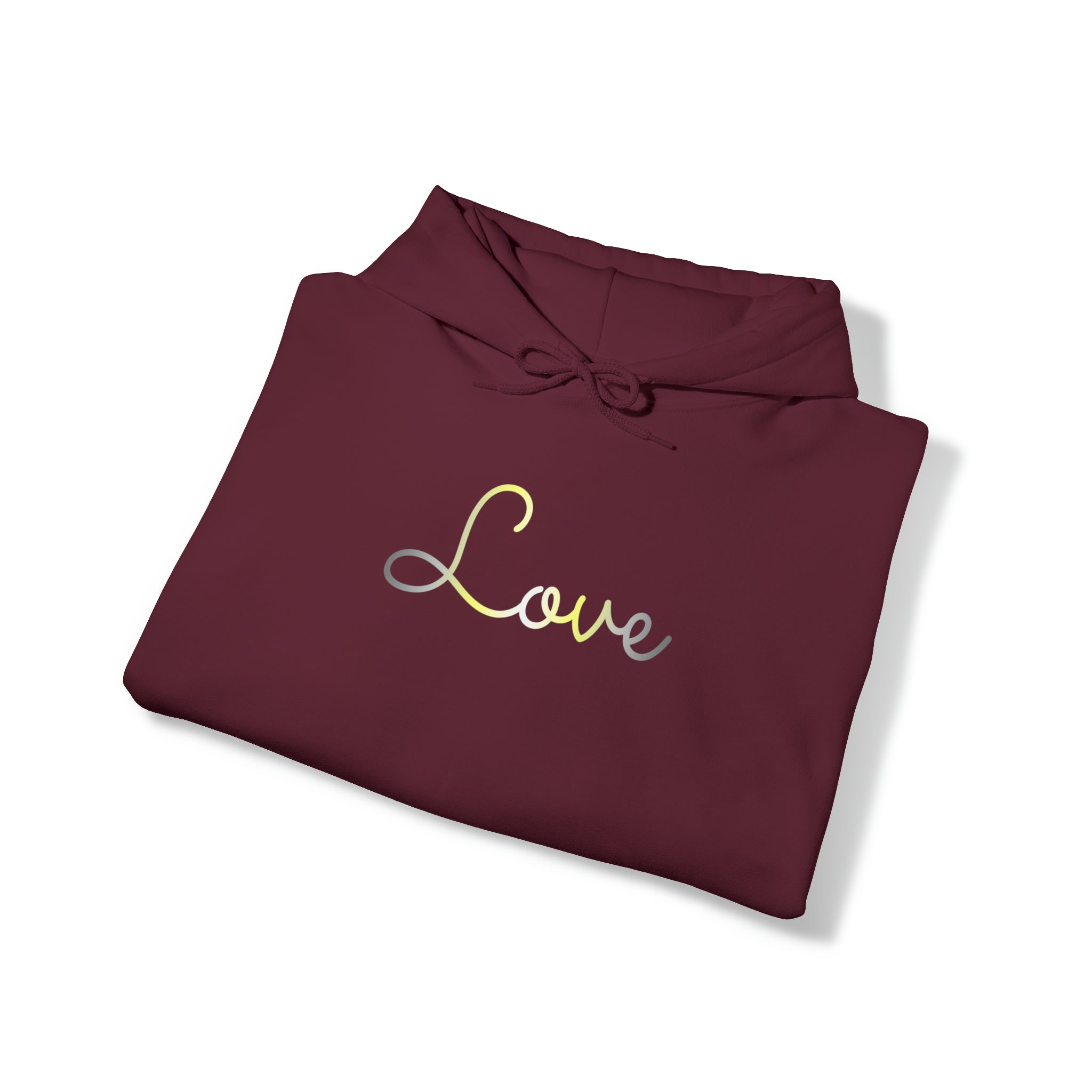 Demigender Love Script Hoodie: Subtly Elegant Pride Sweatshirt