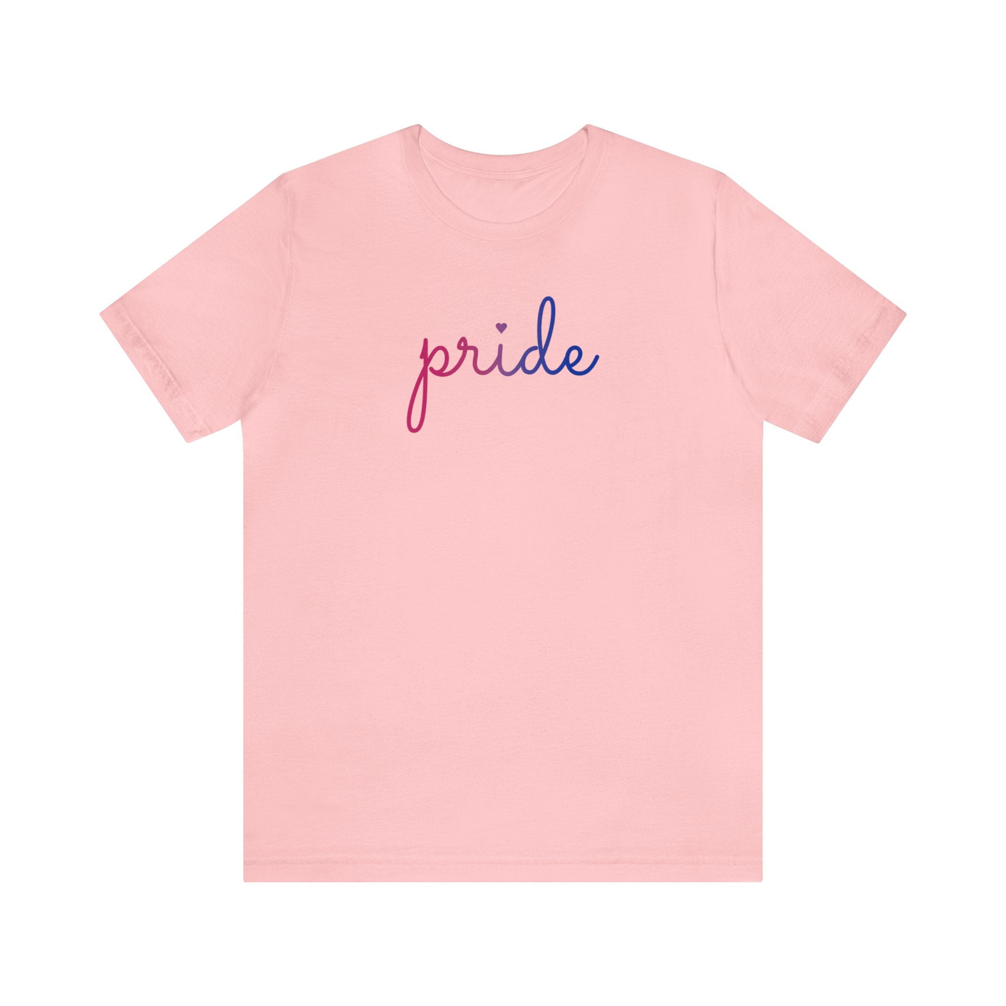 Bisexual Pride T-Shirt: Flowing Cursive 'Pride' in Gradient Hues