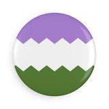 Genderqueer Pride Flag Magnet: Wavey Round Button for Fridge