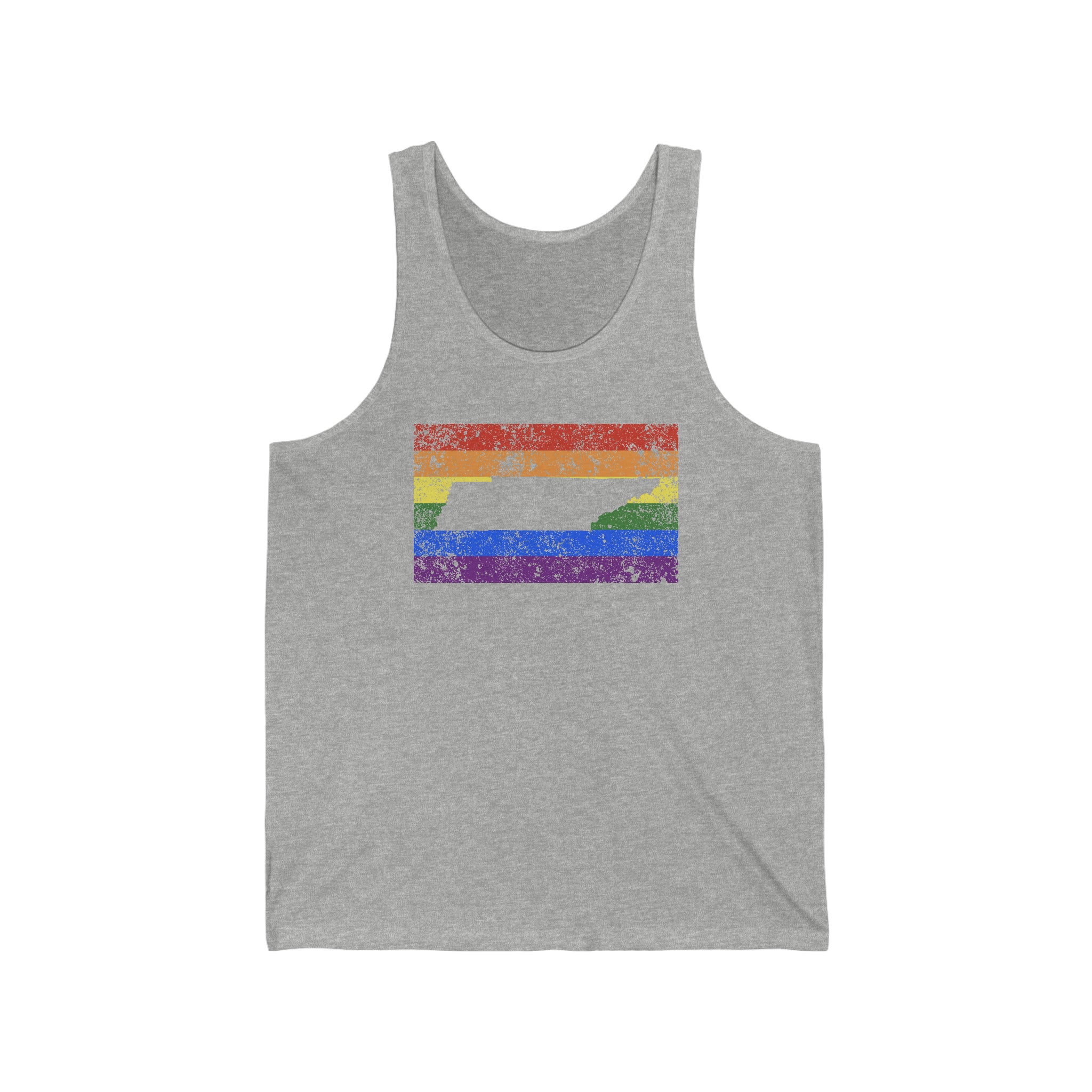 Tennessee Pride Flag Tank: Rainbow LGBTQ+ State Silhouette Distressed Tank-Top