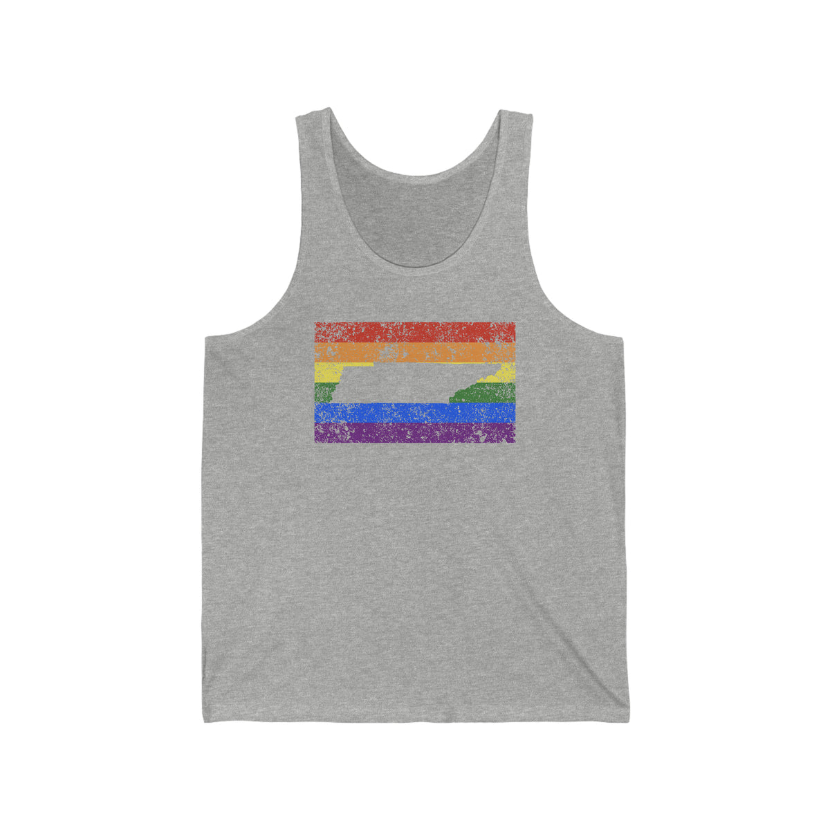 Tennessee Pride Flag Tank: Rainbow LGBTQ+ State Silhouette Distressed Tank-Top