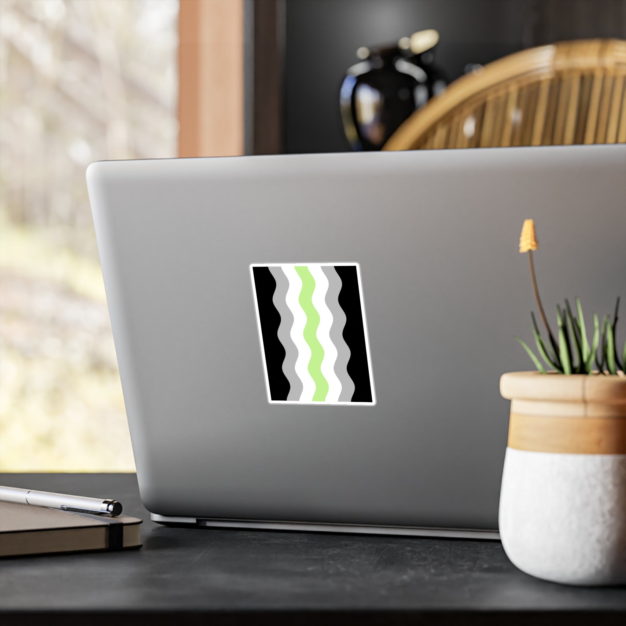 Agender Flag Ripple Decal: Wavey Pride Sticker