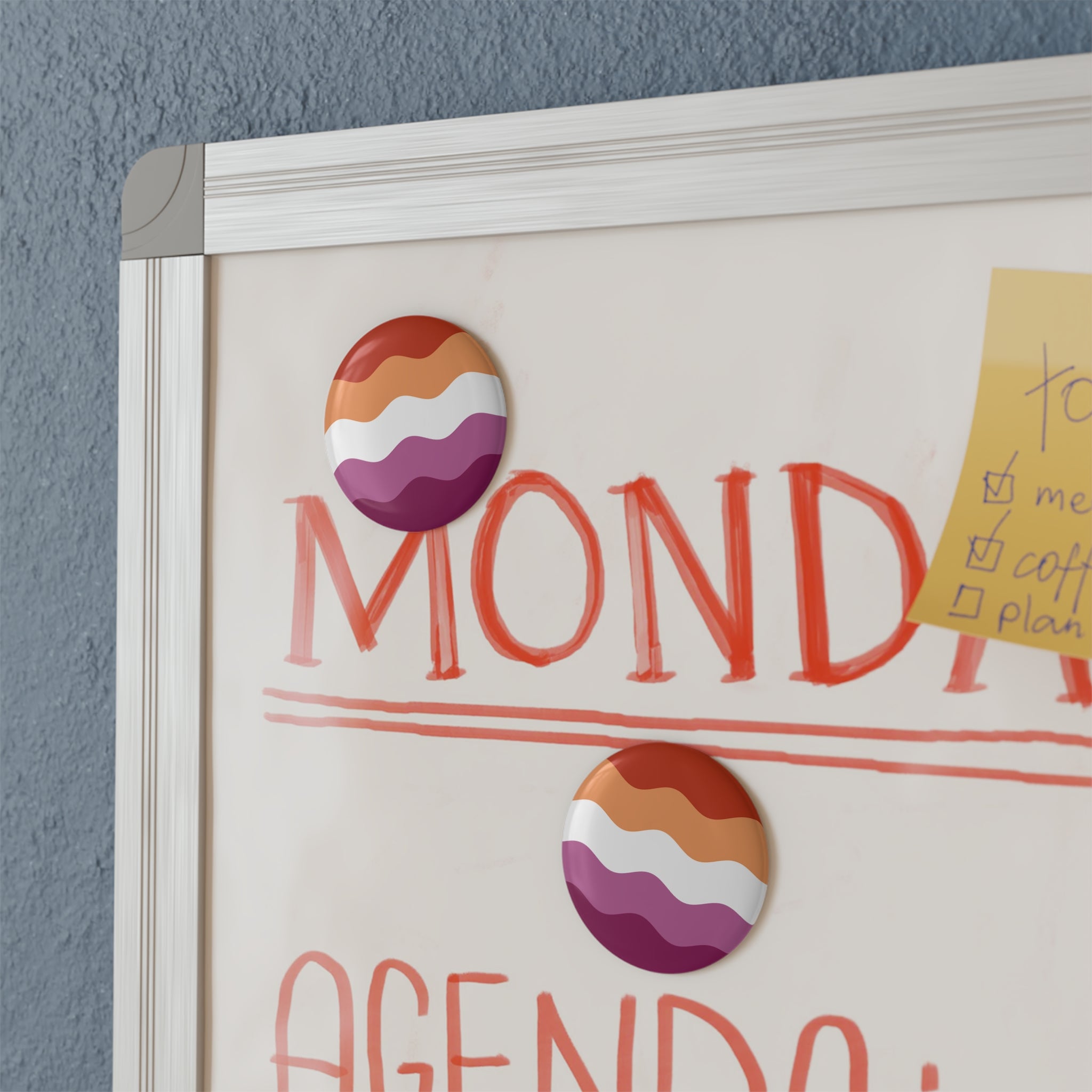 Lesbian Pride Flag Magnet: Ripple Round Button for Fridge