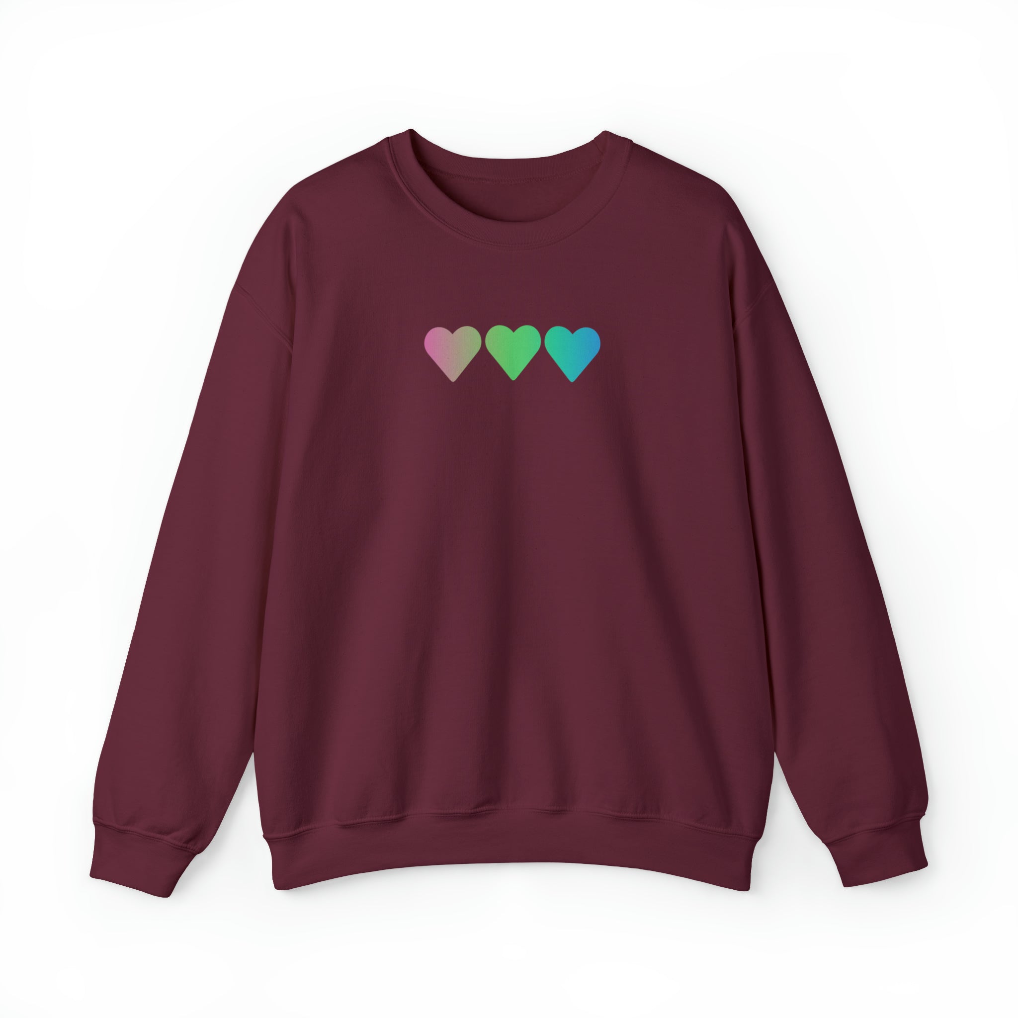 Polysexual Flag Hearts Sweatshirt: Pride LGBTQ+ Gradient Design