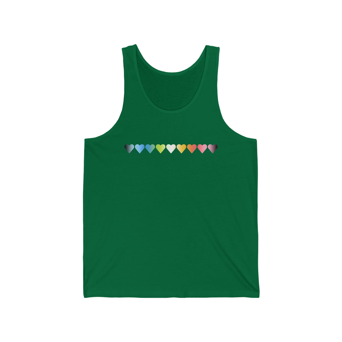 Queer Flag Hearts Tank-Top: Pride LGBTQ+ Gradient Design