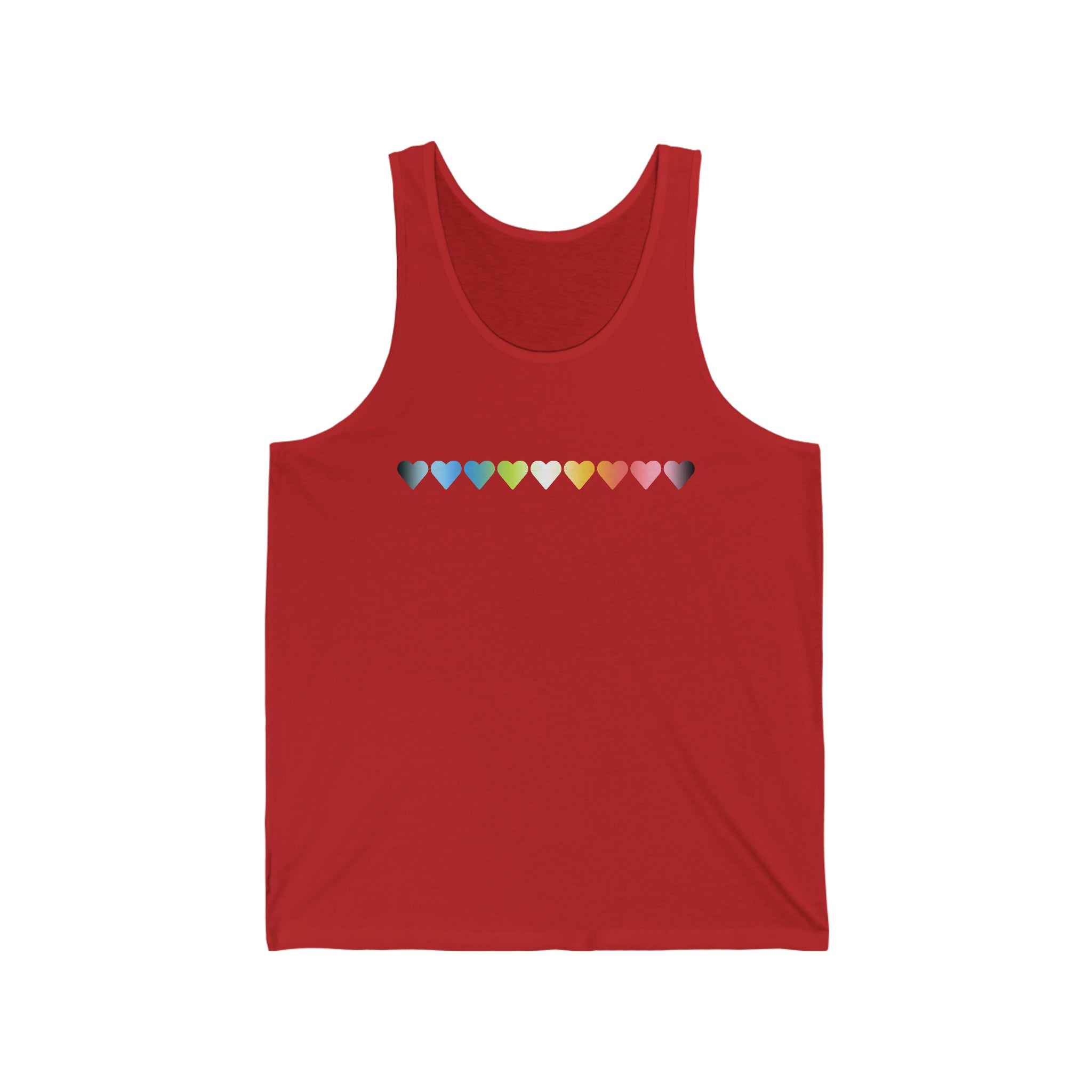 Queer Flag Hearts Tank-Top: Pride LGBTQ+ Gradient Design