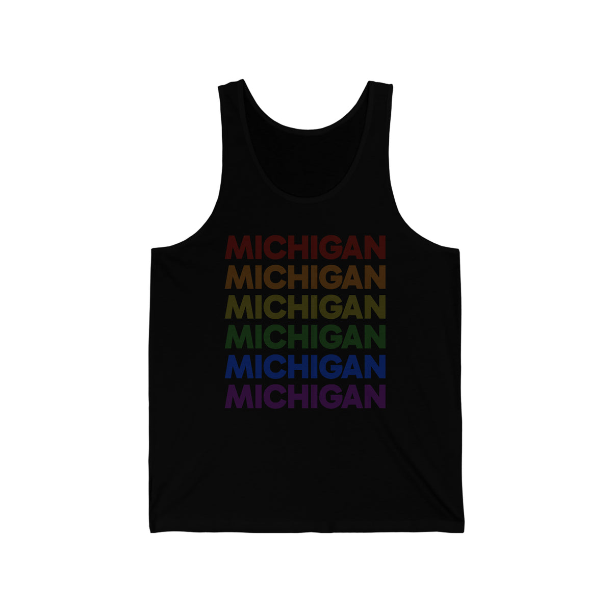 Michigan LGBTQ+ Pride Flag, Faded Black Tank-Top
